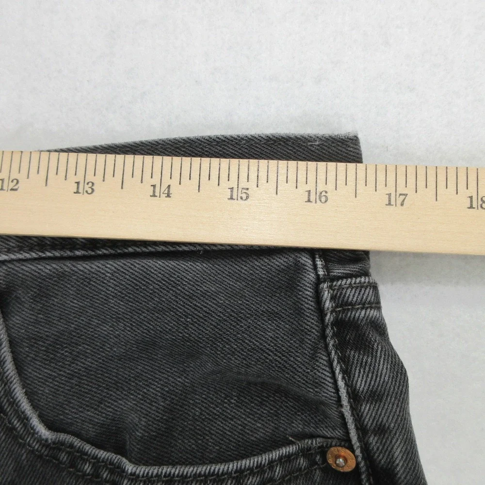 Levis 501 Mens 33x26 Black Jeans Button Fly Raw Hem Cropped